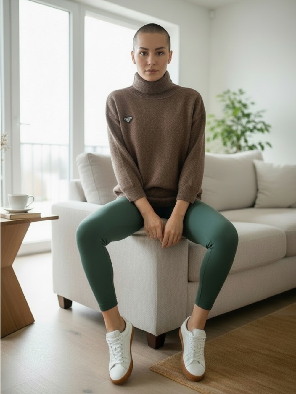 Prada Brown Cowl Neck Sweater